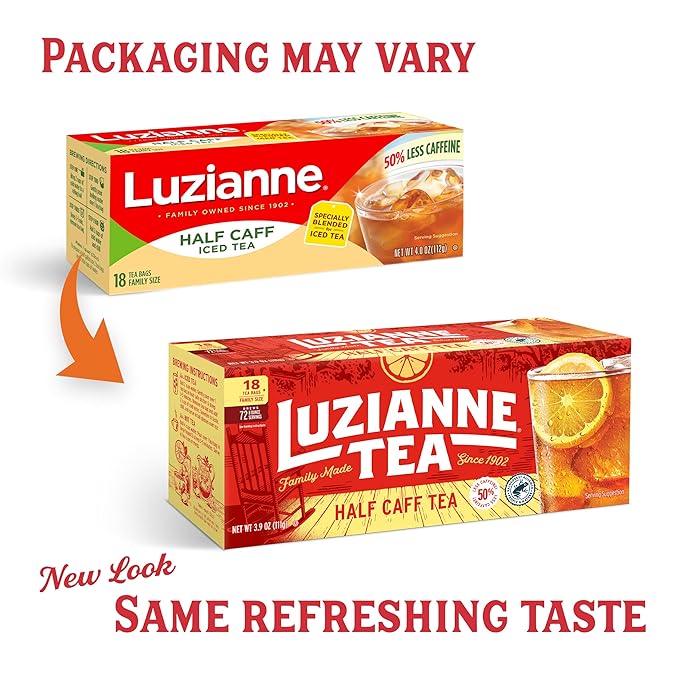Luzianne Unsweetened Half-Caff Iced Tea Bags, Family Size, 18ct Box (Pack of 1) - Bloomnest