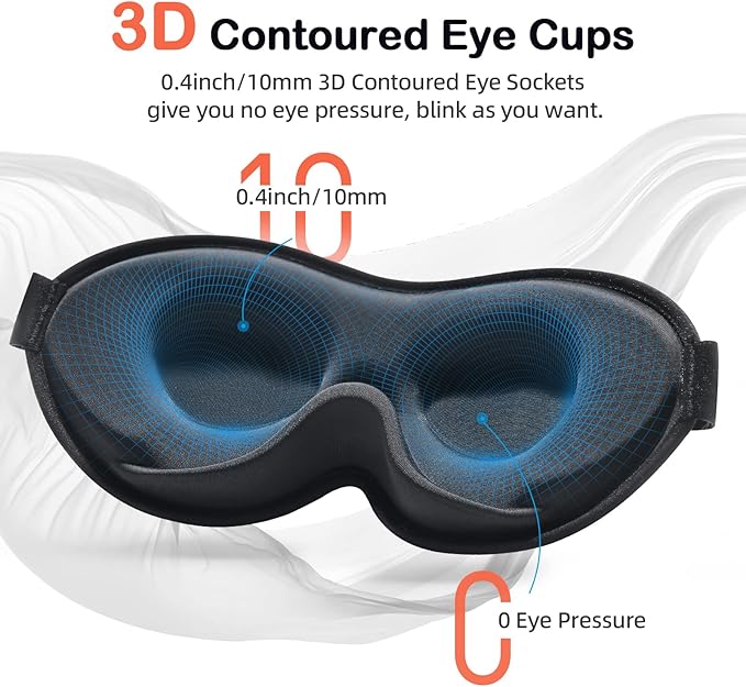 INNELO 3D Contoured Sleep Mask for Side Sleepers, 100% Light Blocking Sleeping Mask for Men & Women, Soft, No Pressure on Eyes, Airplane Blindfold for Travel, Night Eye Cover for Nap, Yoga, Pink - Bloomnest