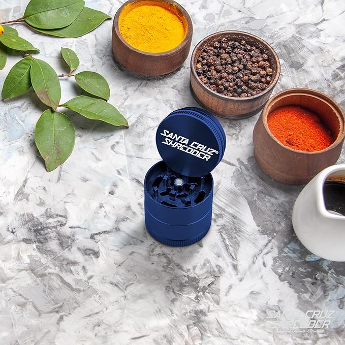 Santa Cruz Shredder Metal Spice Grinder Made in USA (Small (1.7 Inch), Blue) - Bloomnest