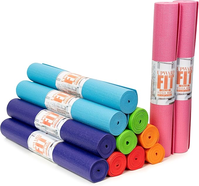 12-Pack Value Yoga Mat, 68" x 24" Non Slip Exercise Mat, 3mm Thick Gym Mat, Bulk Non Toxic Yoga Mats for Home Workout and Studios - Bloomnest