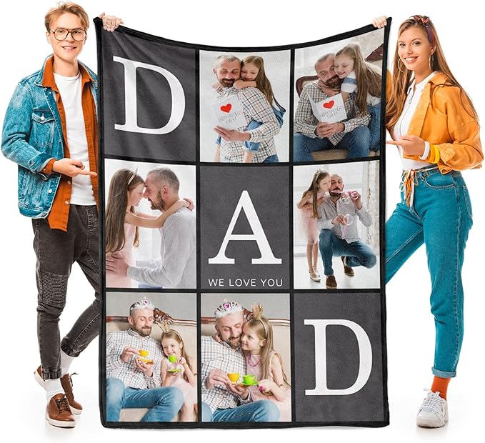 Gifts for Dad Customized Blanket with Photo, Make a Personalized Fathers Day Blankets with Picture to My Dad Custom Memories Souvenir Throw Blanket for Best Daddy Ever - Bloomnest