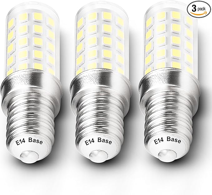 E14 European Base LED Bulb 4W Equivalent 40W Daylight White 6000K 450lm AC100V-265V T6 C7 E14 Candelabra Bulb for Turkish Persian Mosaic Lamp Pendant Refrigerator Bulb Wall Sconces,Non-Dimmable,3 Pack - Bloomnest