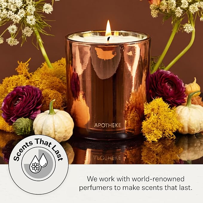Apotheke Signature Candle Scented Candles for Home, Pumpkin Ginger - 10.5 oz Seasonal Soy Wax Jar Candle - Long-Lasting Fall Scented Fragrance with Perfume-Grade Fragrance Oils - Bloomnest