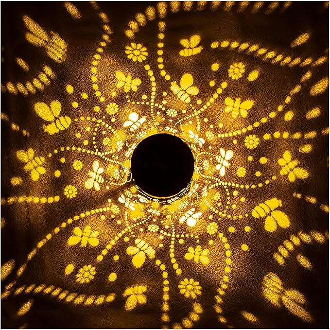 Bee Solar Lanterns Outdoor Waterproof Hanging Solar Lights Bee Gifts for Women Men Metal Decorative LED Bee Lanterns for Garden Decor,Yard,Patio,Lawn,Tabletop,Pathway,Landscape - Bloomnest