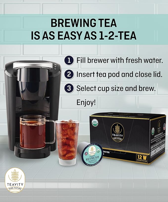 Organic Licorice Mint Tea Pods for Keurig - Natural Decaf Peppermint Tea by Teavity (12 Tea Pods) - Bloomnest