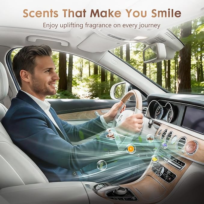 Wooden Car Air Freshener for Vent, Refillable Essential Oil Diffuser Clip, Long-Lasting Natural Scent, Sustainable Wood & Metal Luxury Auto Deodorizer -Pine scent - Bloomnest