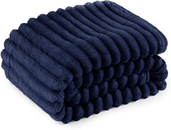 Bedsure GentleSoft Navy Blue Fleece Blanket for Couch - Cozy Soft Blankets for Women, Cute Small Throws for Girls, Navy, 50x60 Inches - Bloomnest