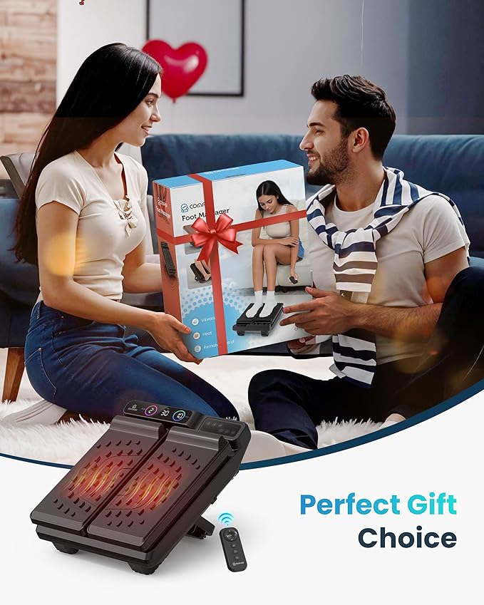 Foot Massager for Neuropathy,Plantar Fasciitis, High-Frequency Vibration Feet Massager with Heat, 30 Speed Levels & 3 Angles Relax Calf Leg and Foot for Circulation Pain Relief, Remote Control - Bloomnest