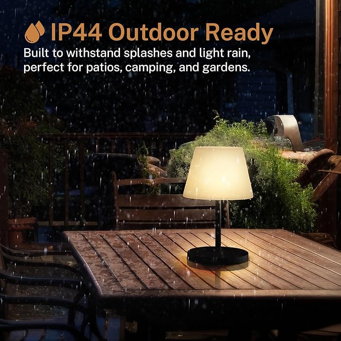 Cordless Lamp, 5000mAh Battery Operated Rechargeable Table Lamp with Power Bank, Touch Dimmable 3 Color Temperatures, IP44 Waterproof Shower Lamp for Kitchen, Bathroom, Indoor Or Outdoor Use 9.6in - Bloomnest