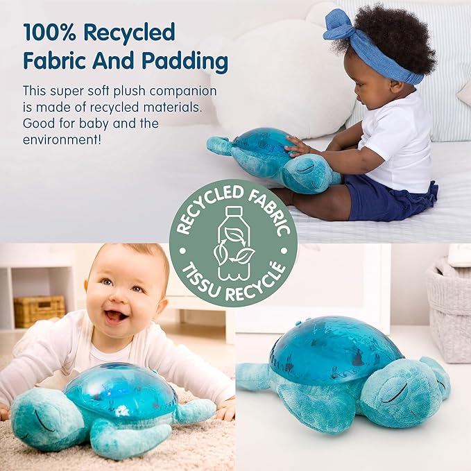 Cloud b Tranquil Turtle Aqua - White Noise Machine Baby, Baby Night Light & Portable White Noise Machine - Soothing Ocean Waves & Underwater Melodies, Cry Sensor, Rechargeable, Eco-Friendly - Bloomnest