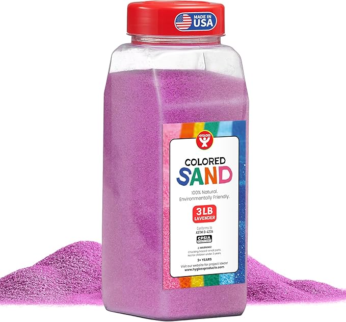 Hygloss Colored Sand for Crafts – 3 lb Bottle, Lavender – Vibrant Colorful Fine Sensory Play Sand Art Kits for Kids – Classroom Activities for Children 3 4 5 6 7 8 9 10 11 12 – Safe for Ages 3+ - Bloomnest