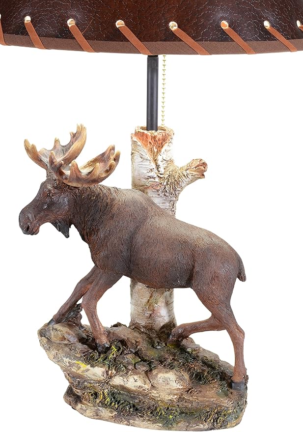 BLACK FOREST DECOR - Moose Climbing Table Lamp for Cabin, Living Room, Nightstand, Desk - Vintage Rustic Home Décor - 19.5" x 12" - Bloomnest