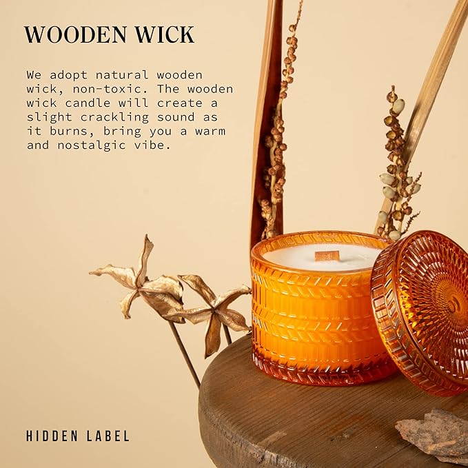 Hidden Label Zesty Bergamot Scented Candles for Home Scented, Candle Gifts for Women,Crackling Wood Wick Soy Candles, 7.4oz Glass Decorative Jar - Bloomnest