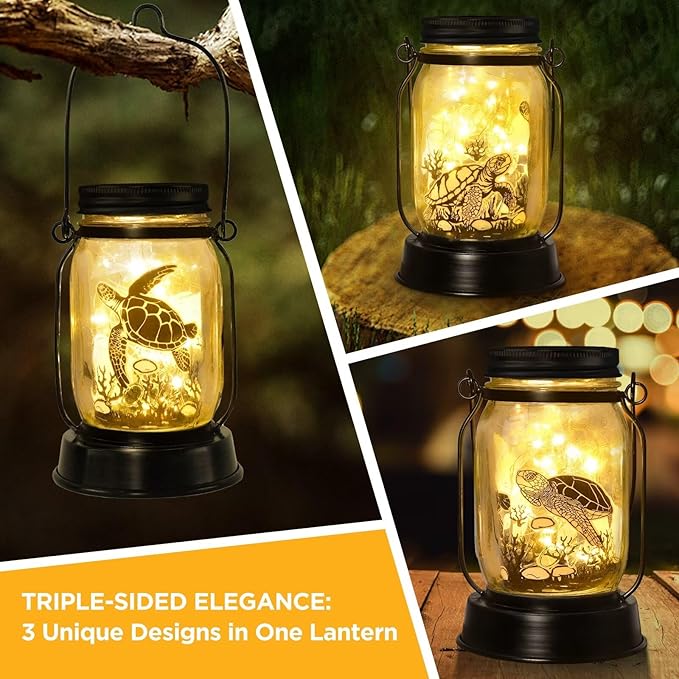 Sea Turtle Gifts for Women/Men Turtle Lovers Solar Lantern Mom Birthday, Mothers Day, Christmas Gifts, Solar Garden Decoration Outside for Yard, Patio,Backyard,Porch - Bloomnest