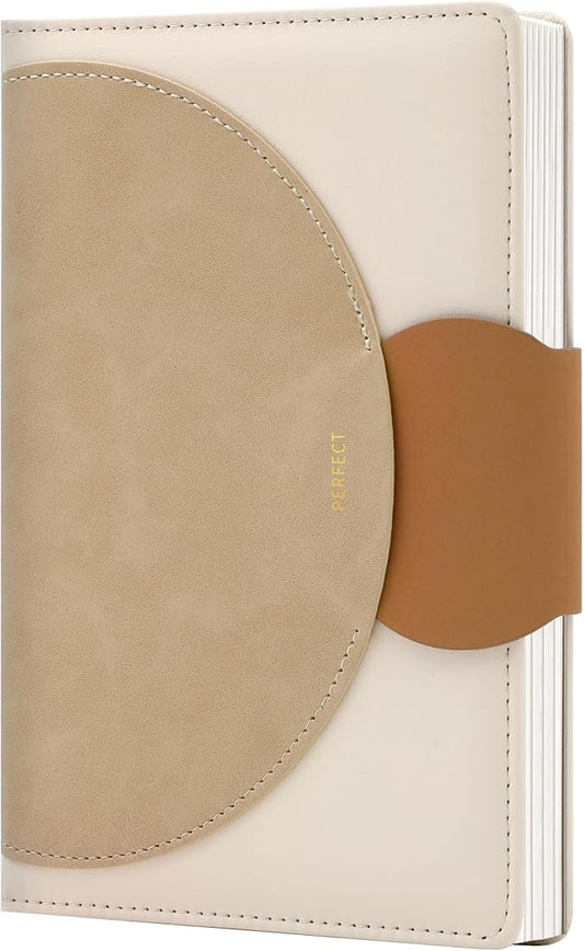 CAGIE Lined Journal for Women, 100GSM Leather Journals for Writing with Buckle Closure,A5 Hardcover Diary Journaling Notebooks for Business Work School Note Taking 5.9" x8.59 (Brown) - Bloomnest