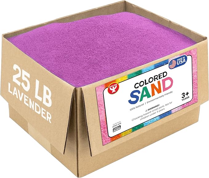 Hygloss Colored Sand for Crafts – 25 lb, Lavender – Vibrant Colorful Fine Sensory Play Sand Art Kits for Kids – Classroom Activities for Children 3 4 5 6 7 8 9 10 11 12 – Safe for Ages 3+ - Bloomnest