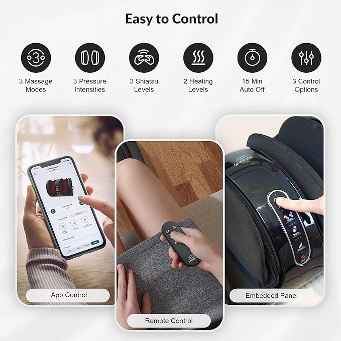 Snailax Foot Massager with Heat, Shiatsu Feet and Calf Massager Machine for Plantar Fasciitis, Neuropathy, Improve Circulation, Foot Leg Massager with Remote Control - Bloomnest
