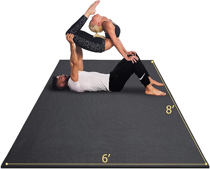 GXMMAT Large Yoga Mat 12'x6'/10'x6'/6'x8'(7mm), Extra Thick Workout Mats for Home Gym Flooring, Ultra Comfortable Non-Slip Quick Resilient Barefoot Wide Exercise Mat for Pilates, Stretching,Meditation - Bloomnest