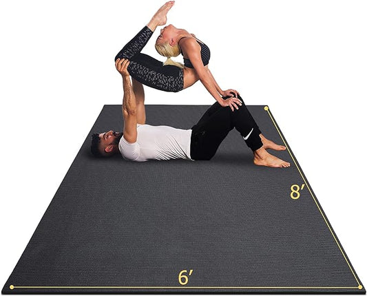 GXMMAT Large Yoga Mat 12'x6'/10'x6'/6'x8'(7mm), Extra Thick Workout Mats for Home Gym Flooring, Ultra Comfortable Non-Slip Quick Resilient Barefoot Wide Exercise Mat for Pilates, Stretching,Meditation - Bloomnest