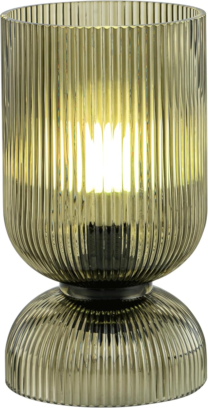 Modern RGB Glass Table Lamp with Remote，Color Changing Bedside Lamp with Green Glass Shade, 16 Colors, On/Off Cord Switch, Nightstand Lamp for Bedroom, Living Room, Office,Bulb Included - Bloomnest