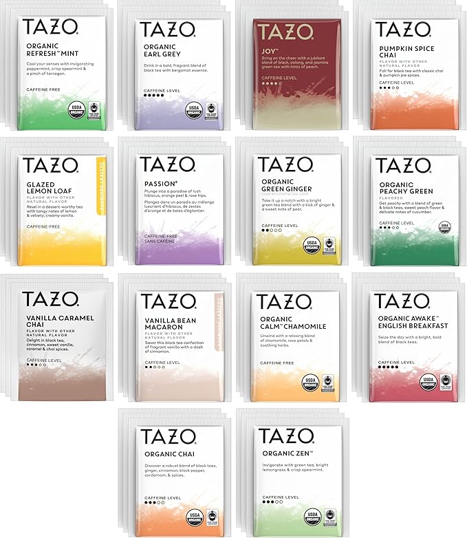 TAZO Tea Bags Sampler Assortment Variety Pack Gift Box (42 Count) 14 Different Flavors Gifts for Her Him Women Men Tea Lovers Couples Family Friends Coworker - Bloomnest