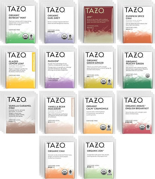 TAZO Tea Bags Sampler Assortment Variety Pack Gift Box (42 Count) 14 Different Flavors Gifts for Her Him Women Men Tea Lovers Couples Family Friends Coworker - Bloomnest