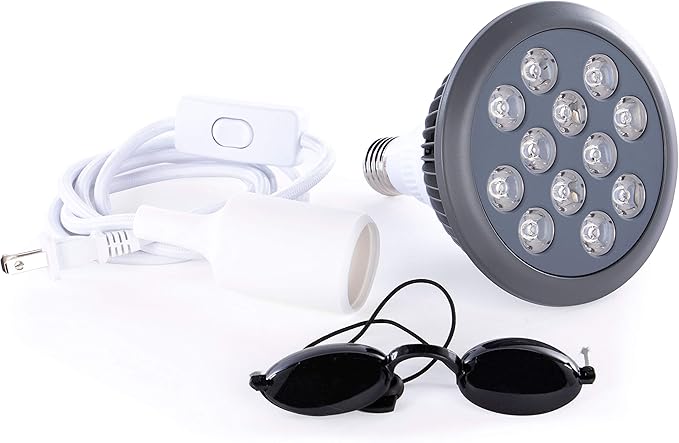 hooga Green Light Therapy Bulb Power Cord Included. 525 nm Wavelength. 12 LEDs. High Irradiance, Can Improve Skin Pigmentation and Fine Lines, and Anti Aging. Migraine and Pain Relief. Hooga