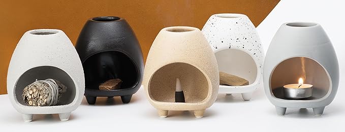 Palo Santo Holder Burner, Handcrafted Ceramic Incense Holder Burner and Ash Catcher for Palo Santo Sticks or sage Bundles, Smudge Bowl, Meditation Home Decor (Black) - Bloomnest