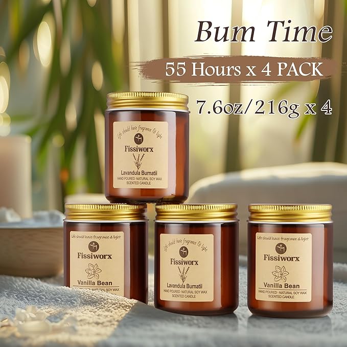 Scented Candle Set 4 Pack, Candle for Home Scented, Odor Eliminating, Stress Relief, 30oz, 220 Hours Long Lasting Soy Wax Gift Set for Women - Bloomnest