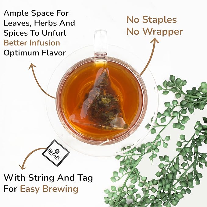 BREWIX, Chocolate Rooibos Herbal Tea (15 Pyramid Tea Bags) | Rich Red Tea with Cocoa, Cinnamon & Mint | Naturally Caffeine-Free | Dessert-Inspired Wellness Blend | Soothing Red Tea for Evening Comfort - Bloomnest