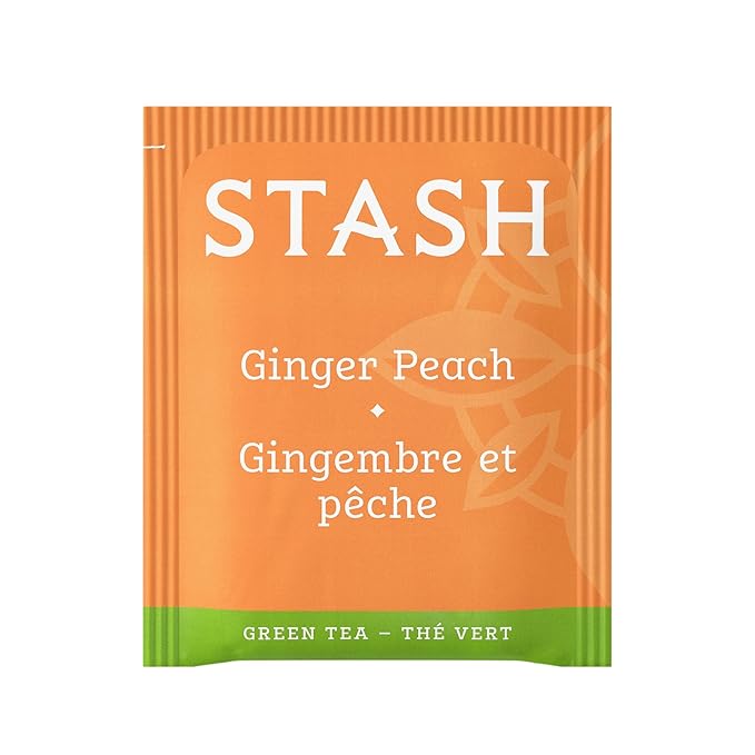 Stash Tea Ginger Peach Green Tea - Caffeinated, Non-GMO Project Verified Premium Tea with No Artificial Ingredients, 18 Count (Pack of 6) - 108 Bags Total - Bloomnest