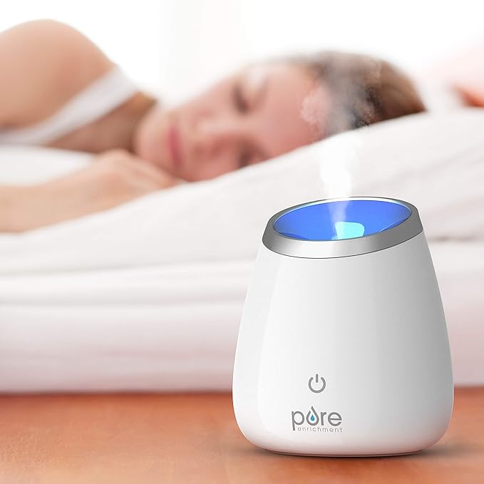 Pure Enrichment PureSpa Deluxe Ultrasonic Aromatherapy Oil Diffuser - 120ml Water Tank, Mood-Boosting Ionizer and Optional Color-Changing Light - Lasts Up to 10 Hours with Auto Safety Shut-Off - Bloomnest