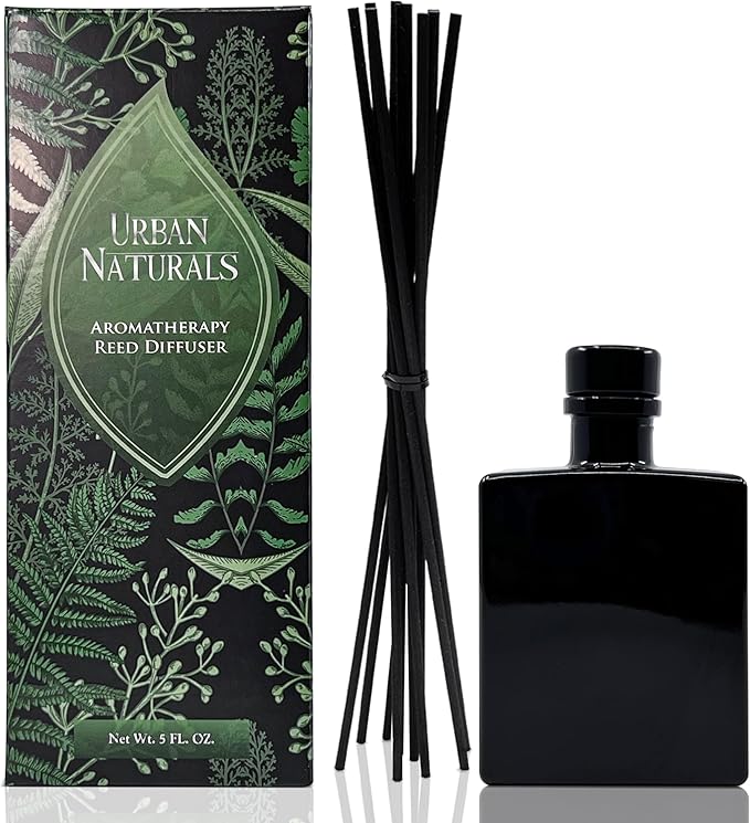 Urban Naturals BlackBerry Vanilla Reed Diffuser Set – Ripe Blackberries, Warm Vanilla & Patchouli – 5 Ounce Sleek Black Rectangular Refillable Glass Bottle – Made in the USA UrbanNaturals