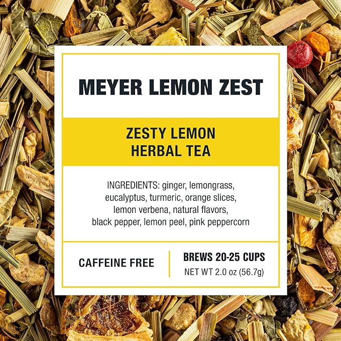 Tiesta Tea - Meyer Lemon Zest, Loose Leaf, Zesty Lemon Herbal Tea, Premium Caffeine-Free Blend, Makes Hot or Iced & Up to 25 Cups, 2oz Resealable Pouch - Bloomnest