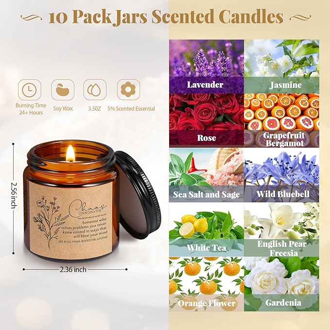 Fumete 10 Pcs Jars Scented Soy Candles 3.5 oz May You Be Proud of The Difference Candles Team Thank You Gifts for Employee Appreciation Gifts Coworker Vet Tech Nurse Teachers(Amber,Coordinator) - Bloomnest