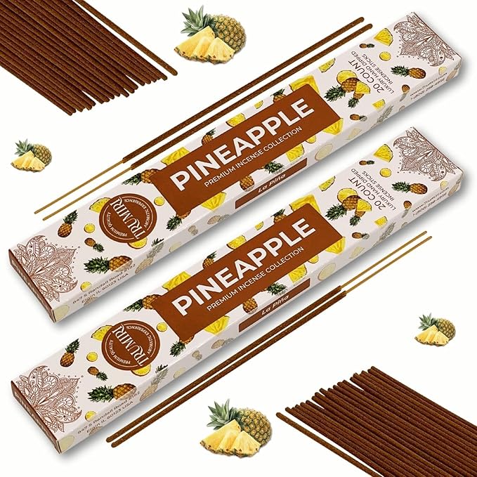 Pineapple Incense Sticks - Incienso de Piña - Total 40 Insence-Sticks - Dual Pack of 20 Insense - Inciensos - Inscents - Natural Non Toxic Ingredients - Incents - Incence - Inscense - Insents TRUMIRI