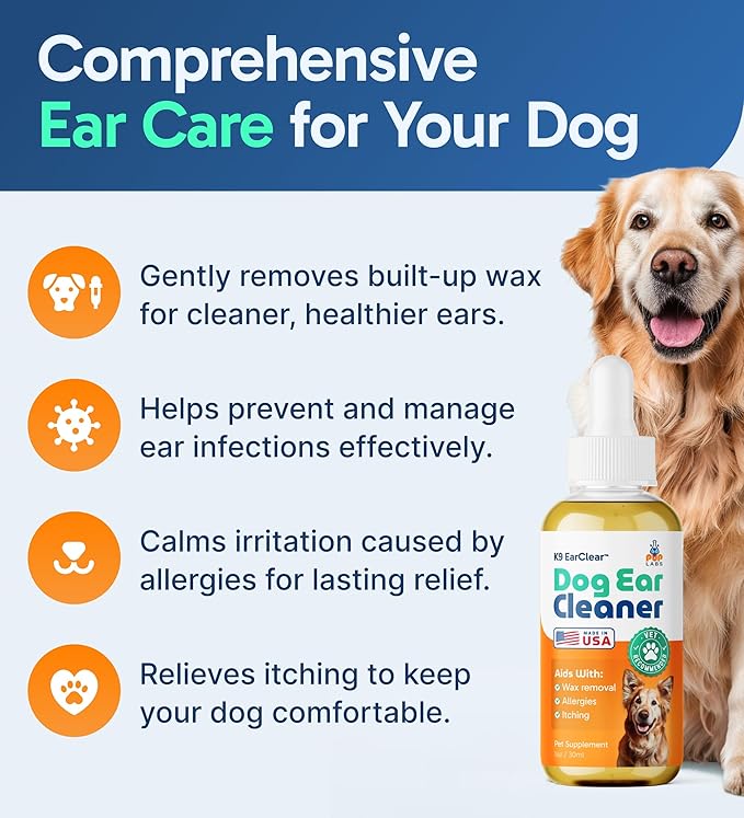 Ear Clear, Natural Dog Ear Cleaner and Infection Treatment for Dogs, Dog Drops for Itching, Irritation, & Wax Build-Up, 2-Pack - Bloomnest