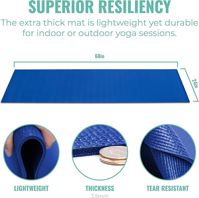 12-Pack Value Yoga Mat, 68" x 24" Non Slip Exercise Mat, 3mm Thick Gym Mat, Bulk Non Toxic Yoga Mats for Home Workout and Studios - Bloomnest