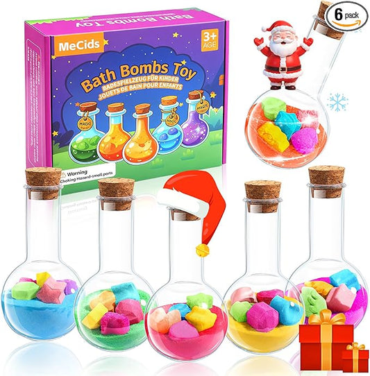 MeCids Magic Potion Bubble Bath Bombs for Kids -Bath Color Tablets Bath Potions for Toddlers Ages 4-12 Fun Science Kit Gift for Birthday, Halloween，Christmas- 6 Pack (Shaped Gems & Stars) - Bloomnest