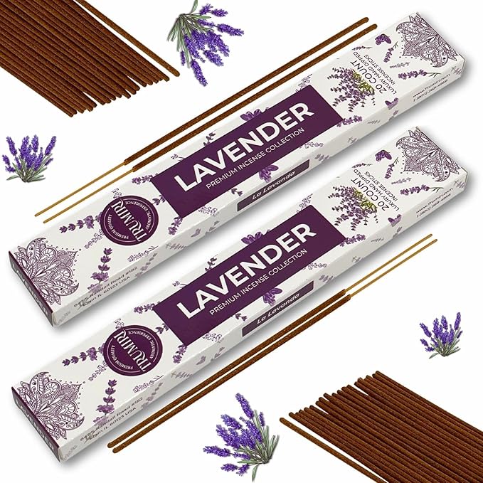 Lavender Incense Sticks - Incienso de Lavanda - Total 120 Insence-Sticks - 6 Packs of 20 Insense - Inciensos - Inscents - Natural Non Toxic Ingredients - Incents - Incence - Inscense - Insents TRUMIRI