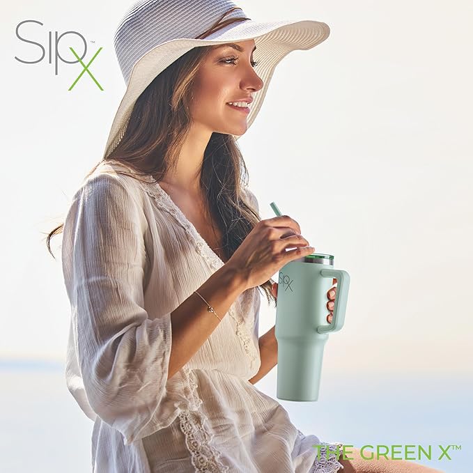 SIPX™ Insulated Tumbler With Lid And Straw, 40oz. Tumbler With Handle Keeps Cold 12 Hours, Water Bottle Thermos With Lid, BPA-Free Reusable Insulated Coffee Tumblers, Travel Mug Great For Beach Party - Bloomnest