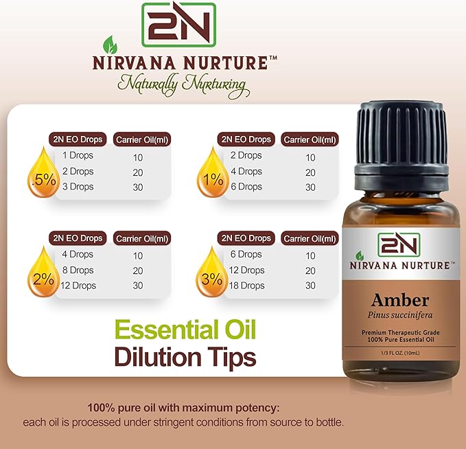 Amber Essential Oil,100% Pure Undiluted, Aromatherapy Oil for Diffuser, Hair & Skin Care NirvanaNurture