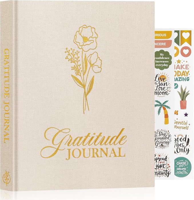 Lanpn Daily Gratitude Journal for Woman Men, 4 Month Affirmation & Mindfulness Planner, 7.8"x9.2" The 5 Minute Grateful Diary, Guided Reflection with Positivity Prompts Undated Notebook, Beige - Bloomnest