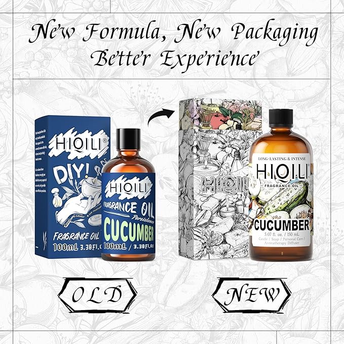 HIQILI Cucumber Fragrance Oil for Diffuser Use, Fresh Scents for DIY Soap, Body Spray, Candle Supplies for Candle Making - 5.07 Fl Oz - Bloomnest