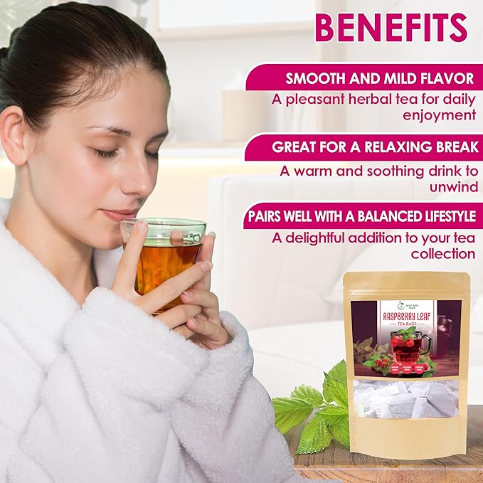 Nhat Anh Farm - Premium Red Raspberry Tea Bags - 40 Dried Red Raspberry Leaf Tea Bags, 100% Natural & Pure Raspberry Leaf, Sugar/Caffeine/Gluten Free. Good For Female Health. - Bloomnest