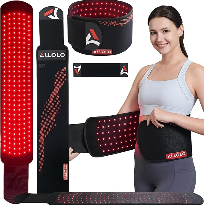 ALLOLO Red Light Therapy Belt, 39"*7.7" Large Area with 180pcs 3-in-1 LEDs 660nm & 850nm Infrared Red Light Therapy for Body, Adjustable & Portable Therapy Wrap for Shoulder Waist Belly Joint(Corded) Bloomnest