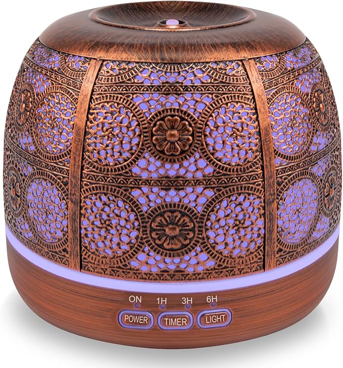 ARVIDSSON 500ml Essential Oil Diffuser, Metal Diffusers for Essential Oils, Aromatherapy Oil Diffuser for Large Room, Color Changing Mood Light & Mist Timer Setting, Gift for Women - Bloomnest