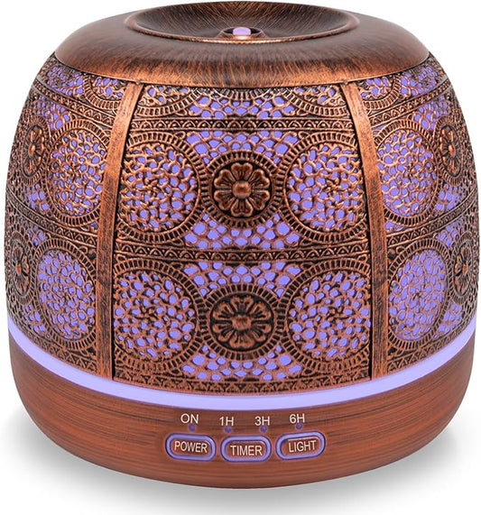 ARVIDSSON 500ml Essential Oil Diffuser, Metal Diffusers for Essential Oils, Aromatherapy Oil Diffuser for Large Room, Color Changing Mood Light & Mist Timer Setting, Gift for Women - Bloomnest