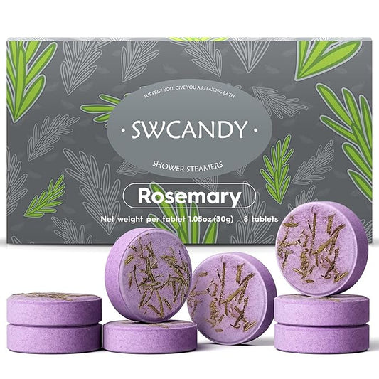 Shower Steamers Aromatherapy Birthday Gifts for Women Travel Essentials, 8 Pcs Rosemary, Bath Bombs Shower Bombs with Natural Essential Oils, Relaxation Home SPA - Bloomnest