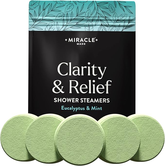 Miracle Made Mint Aromatherapy Shower Steamers – Essential Oil Shower Bombs for Relaxation, Nasal Relief & Daily Self-Care - 15 Shower Melt Tablets - Bloomnest